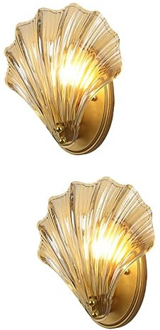 HOMSFOU 2 Stk Wandlampe Meeresdekor Wandleuchte Innen Korridor Gangbeleuchtung Deckenleuchte Für Restaurants Muschel-wandleuchte Nachttisch Wandleuchte Innenleuchten Leuchter Kristall