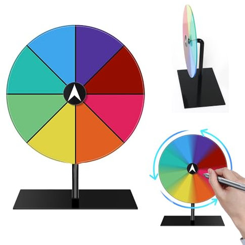 Dhqkqg Glücksrad Zum Drehen, 20 cm Glücksrad Zum Selbstgestalten,8 Spinning Prize Wheel Spielzeug,Acryl Drehendes Preisrad Mit Abnehmbarem Ständer,Für Karneval, Gewinnen Von Fortune-Spin-Spielen Bunt