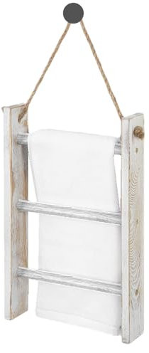 Scaletta da soffitto – Portasciugamani da bagno a 3 livelli – Versatile scaffale in legno, porta asciugamani, organizer per asciugamani da bagno