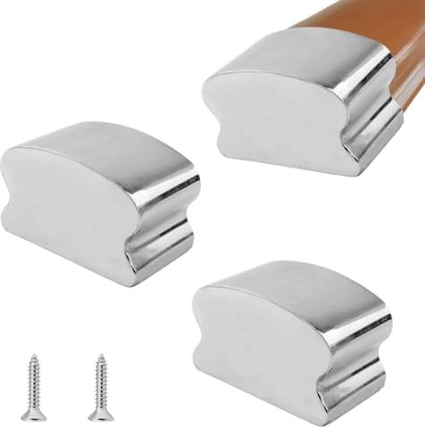 UFURMATE 2PCS Stainless Steel Horseshoe Shaped Handrail End Caps Staircase Steps Hand Rail End Cover Handrail Fittings Protectors (Silver)