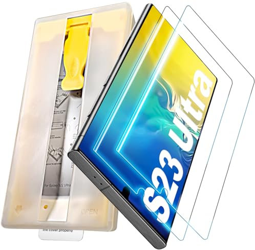 Pozlle Protection écran pour Samsung Galaxy S23 Ultra, pack de deux, avec protection écran hydrogel 10D et outil applicateur, installation facile sans bulles, compatible avec empreintes digitales