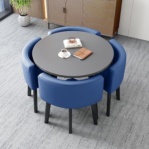Moderno juego de mesa de comedor redonda con 4 sillas para espacios pequeños, mesa de centro multifuncional y silla, combo para balcón, sala de estar, cocina u oficina, juego de muebles elegantes