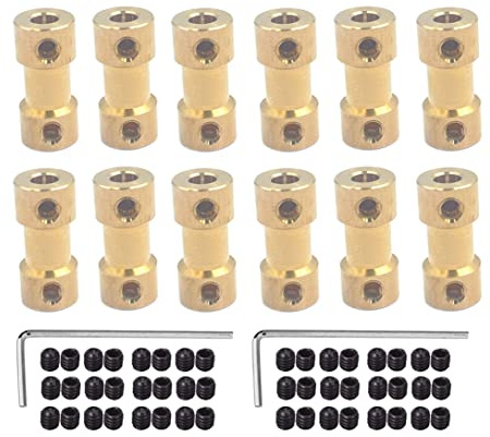 12Pcs 3.17mm to 3.17mm Brass Shaft Coupling Joint Connector, Motor Shaft Coupling for RC DIY Airplane Boat Robot