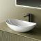 EMKE Lavabo para montar 615 x 360 x 155 mm, Lavabo ovalado de cerámica para baño, instalación sobre encimera, blanco brillante, lavabo para baño y WC de invitados