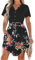 AUSELILY Donne Abito Estivo Elegante V-Neck Mini Sundress Manica Corto Coulisse Abito Casual con Tasche Nero Rosa Nero S
