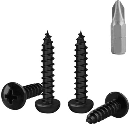 150 Pz Viti M4x25mm, Viti Autofilettanti, Viti per Legno Nere, Vite a Testa Bombata a Croce Tonda, Vite da Acciaio al Carbonio per Mobili Metallo Plastica