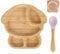 RUCUDIM Plato de ventosa para niños,Plato de ventosa para bebé de bambú,Plato de ventosa personalizado para destete guiado de bambú