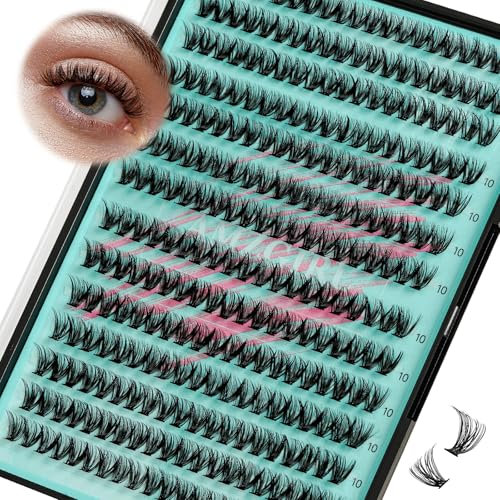 Grappes de cils Wispy 280PCS Extension de cils de grappes 40D cils individuels Extension de cils DIY Extensions de cils de grappes de Look naturel faux cils doux pour les débutants (10mm)