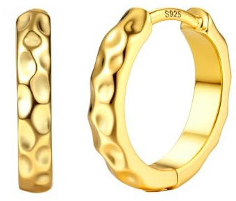JeweBella Creolen Silber 925 Wasserfest 18K Gold Ohrringe Hypoallergen Creolen Silber Gold Klein 10MM Goldene Ohrringe Vergoldet für Damen Mädchen Kinder