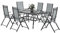 Outsunny Juego de Mesa y Silla de Jardín de 7 Piezas, Mesa de Comedor con Agujero para Sombrilla y 6 Sillas de Exterior Plegables con Respaldo Alto, Mesa de Jardín Rectangular de Acero, Gris