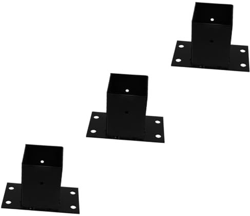 DOITOOL 3 Stück Pavillonhalterung Ratsche Unterstützung Bodenanker Post Zaunlichter Zaunsiebung Pflicht Graben Sensor Unterstützt Kette Tor Stehen Deck Kappe Zaunpfosten Keile Black Eisen
