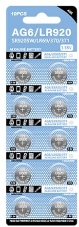XAGMODSHN AG6-Knopfzellen SR920SW SR69 SR921 LR920SW 280-31 V371 D371 605 S921E GP371 CX921 SG6 LR921 geeignet für Uhren, 10 Stück