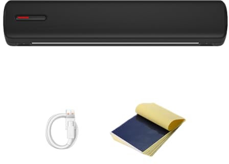 Knoruley Mini Impresora de Tatuajes A4, Portátil, Inalámbrica, con Plantilla, Fotocopiadora Térmica para Transferencia de Tatuajes, Viene en Color Negro