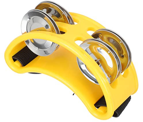 IMIKEYA Hochet de la cloche musicaux instruments de percussion au pied tambourin de pied musical instrument de musique de pied instrument à percussion Plastique Jaune