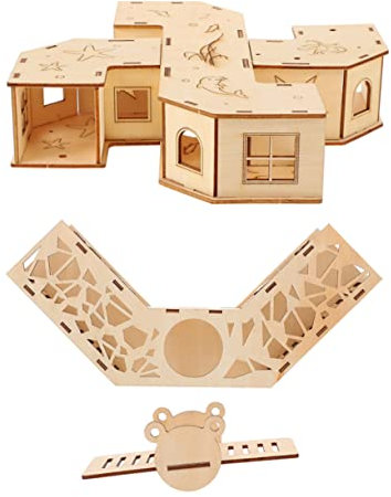 TOYANDONA Hamster Tunnel Maze Toy Hideout and Swing Wooden Pet Play Toy for Small Animals Small Pet Exercise and Climbing Maze Suitable for Hamsters and Gerbils