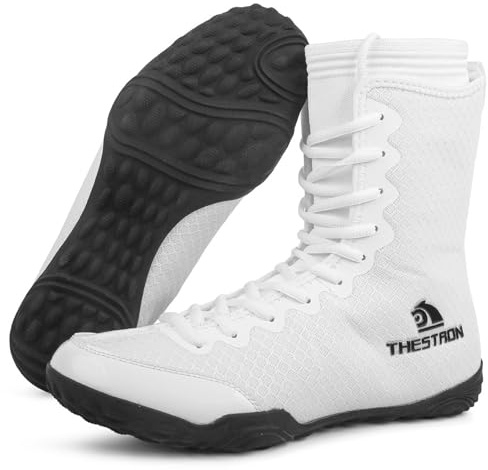 Hiuzylqx Ringerschuhe Herren, Boxschuhe Wrestling Combat Boxers Trainer Atmungsaktiv Fitnesschuhe Kampfsport Gewichtheben Trainingsschuhe,Weiß,48 EU
