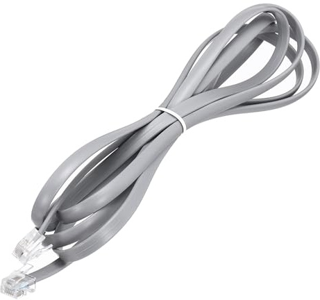 QUARKZMAN Cavo Telefonico 2m Cavo Telefono RJ12 6P6C Maschio A Grigio | 1 Pack, Per Casa Ufficio, Per Cornetta, Cavo Dritto