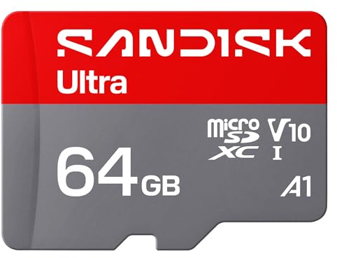 SANDISK Ultra scheda microSDXC UHS-I + SD Adapter, 64 GB (velocità di lettura fino a 145 MB/s, video Full HD video, V10, U1, C10, A1) Per gli smartphone, i tablet, le fotocamere e i laptop Android