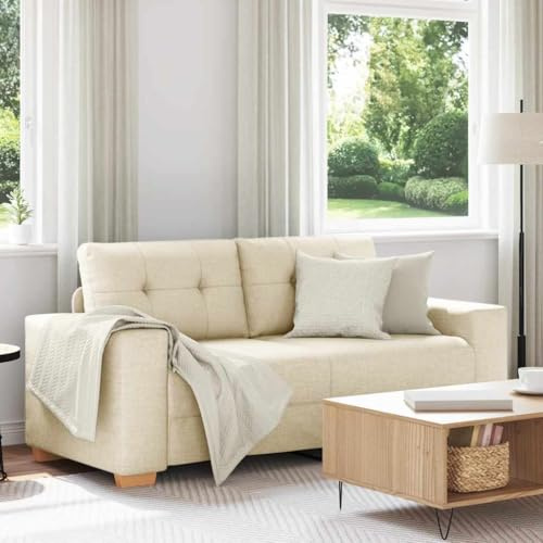 Yisssmeng 2-Sitzer Schlafsofa Leinen 181 cm Beige Leinenoptik FSC Sperrholzrahmen für kleine Räume Wohnzimmer Gästezimmer Büro