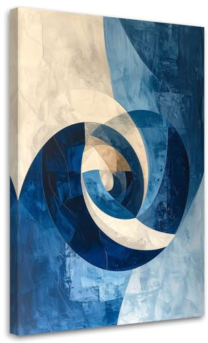 Feeby Leinwandbild - Bilder Wohnzimmer - Modernes Abstrakt Blau - 80x120 1tlg - Deko Schlafzimmer - Wanddekoration - Aesthetic - Groß Moderne Bild - Foto auf Leinwand