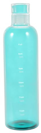 BESTYASH Gourde D’eau Portable 500 Ml en Verre Transparent Vert avec Échelle de Temps, Bouteille Résistante la Chaleur pour Sport, Bureau et Voyage, Tasse à Boisson Pratique et Grosse