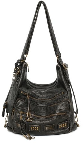 Y2K Vintage Hobo Bag für Damen, Veganes Leder Schultertasche | Used-Look, passend für 12 Zoll Laptop, mehrere Taschen, verstellbarer Riemen, Münztasche, für Arbeit, Reisen, Dating