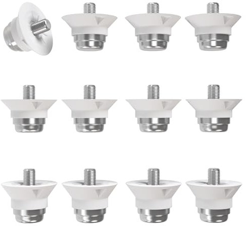 55 Sport World Cup Metal-Tipped Replacement Football Studs - 12 Pack (13/16mm) - White