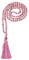 coai Collana Buddista con 108 Perle Mala in Rodonite Annodate a Mano con Nappa Rosa e Amuleto Om per Uomo e Donna 8mm