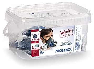 Moldex 743202 Serie 7000 TPE Halbmasken mit 2 x ABEK1P3 R Kombifilter und Aufbewahrungseimer, Gr. M