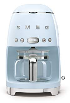 Smeg Machine à café esthétique style rétro années 50, 10 tasses, bleu pastel