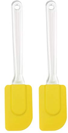 uxcell 2pcs Flexible Silicone Spatula Heat Resistant Non-scratch Kitchen Turner Non Stick Scrape for Cooking Baking Yellow