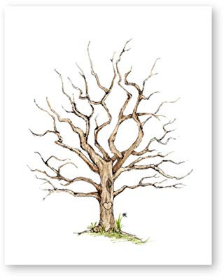 HYFBH Empreinte Digitale Arbre généalogique Toile Peinture Livre d'or bébé Douche Mariage Anniversaire Cadeau invité Signature Livre Imprime 60x80 cm (23,6x31,5) avec Cadre