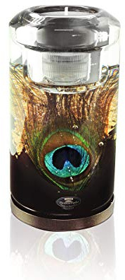 Dreamlight Moderner Teelichthalter Windlichthalter 'Pavos' aus Glas Höhe 14,5 cm inklusive LED Licht *Exklusive Handarbeit aus Deutschland*