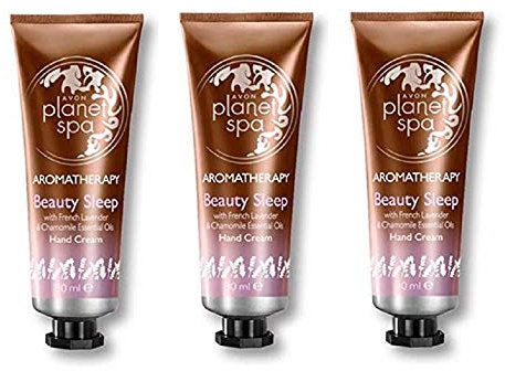 Pack of 3 Avon Planet Spa Aromatherapy Beauty Sleep Hand Cream with French Lavender and Chamomile Essential Oils – 3 x 30ml