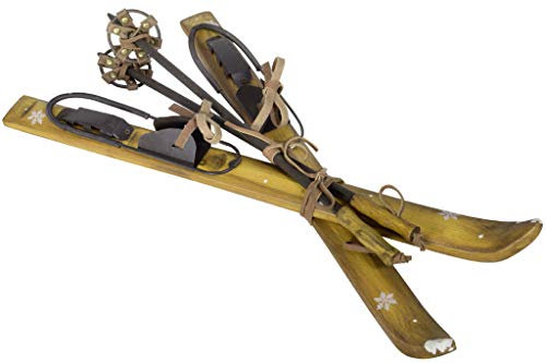 itsisa Deko Ski aus Holz 50 cm - Nostalgie Ski, Winterdeko, Deko Skihütte, Weihnachtsdeko (Natur antik)