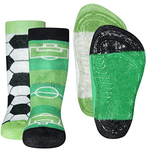 EWERS 2er-Pack Fussball Stoppersocken SoftStep, Socken mit Antirutschsohle für Jungen, Anti-Rutsch-Socken mit Gummisohle, 2 Paar rutschfeste Kindersocken für Jungs, Größe 29-30