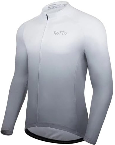 ROTTO Herren Radtrikot Fahrradtrikot Langarm Rennrad Trikot Farbverlauf Reihe