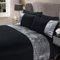 Sienna Superking Duvet Set, Super Soft Warm Cosy Luxurious Silver Grey Crushed Velvet Band Design Superking Bedding Stylish Black Quilt Cover Set with Pillowcases