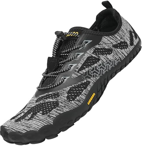 SAGUARO Barfußschuhe Herren Damen Barfuss Schuhe Outdoor Barfussschuhe Leichte rutschfeste Zehenschuhe Barfuß Fitnessschuhe Traillaufschuhe Schwarz A,Gr.45