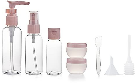 ZALUJMUS Travel Bottles Set 8 Pcs Air Travel Size Bottle Toiletries Liquid Containers for Cosmetic Makeup with Label and Transparent Carry Bag