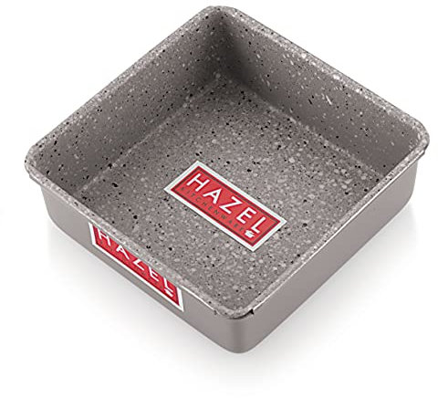 HAZEL Cake Mould Non Stick Mold Heavy Gauge Square 1/2kg Aluminized Steel 500 gm for Microwave Oven OTG Baking Pan, Grey