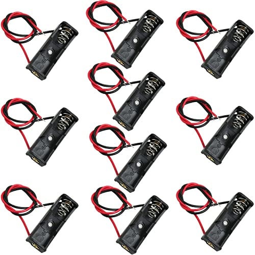 LUORNG Lot de 10 supports de batterie 12 V 23 A, boîtier de batterie avec fils de plomb, noir