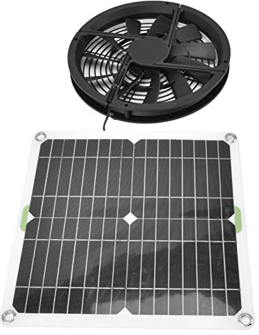 Solar-Abluftventilator, Solarpanel-Ventilator, wasserdicht, 25,4 cm, 100 W, Silikon und Kunststoff für Gewächshaus-Schuppen für Haustiere