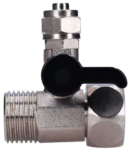 Messing Verchromt Kugelhahn T-Stück Ø 1/2 x 1/2 x 1/4 Schlauch Mit Kleiner Schwarzer Hebelgriff | Außengewinde/innengewinde Voller Wasseranschluss | Für Wasseraufbereitung Und Kühlschränke