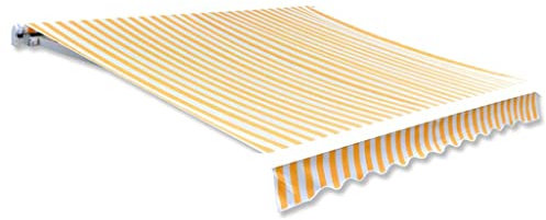 Markisentuch Markisenbespannung Zeltstoffe Sonnenschutz Ersatzstoffe Markisenstoffen mit Volant, ohne Rahmen, Wasserabweisend, Canvas Orange & Weiß 500x300 cm