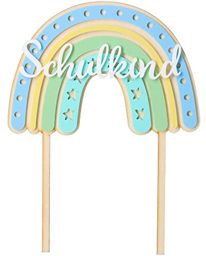 Goodtimes Cake Topper Regenbogen Schulkind Stern 19,5cm x 15cm aus Holz und Acryl