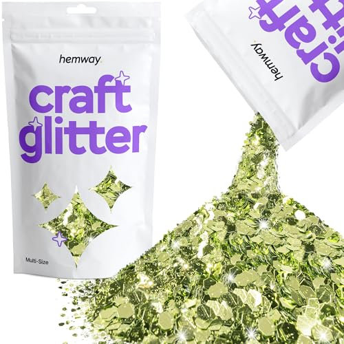 Hemway Craft Glitter - Olive Green | 100g Multi Size Metallic Sequin Flakes for Resin & Epoxy Crafts | Supplies for Tumblers, Cards, Jewellery, Candle, Hair, Face, Body & Nail Art