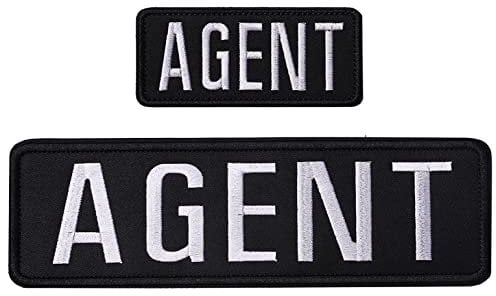 Agent Vest Patch for Plate Carrier - Embroidery Patches 3x10 inch & 2x4 inch with Hook - Vest Patch for Tactical Jacket Clothing Uniform Cap Backpack