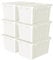 Cetomo 15L*6 Plastic Storage Box,White, Tote box,Organizing Container with Durable Lid and Secure Latching Buckles, Stackable and Nestable, 6Pack, with Buckle