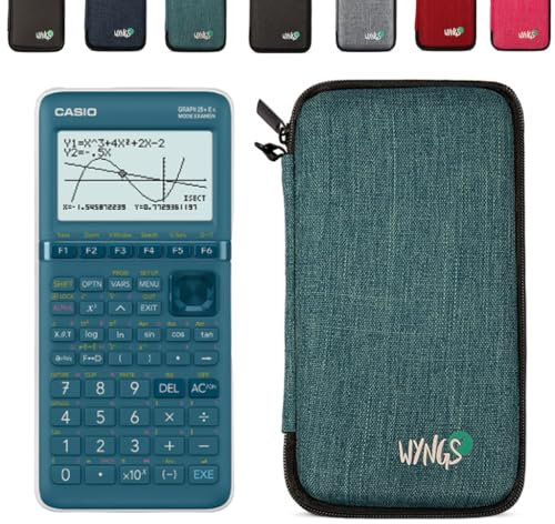 Casio Graph 25+E II avec Housse de Protection WYNGS Incluse Turquoise - Calculatrice Graphique - Pack de Base